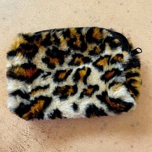 Small evening purse or makeup purse-leopard fake fur.